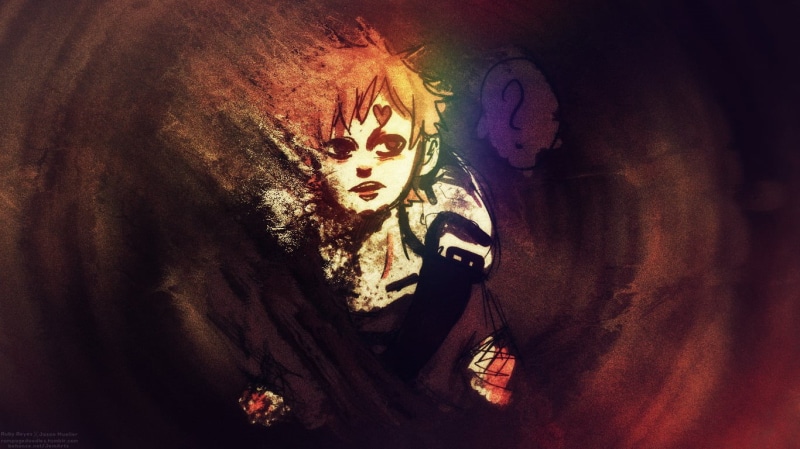 ninjas, love, sand, lifestyles, mask, disguise, mask - disguise, illustration, indoors, portrait, headshot, haired, art and craft, character, boy, close-up