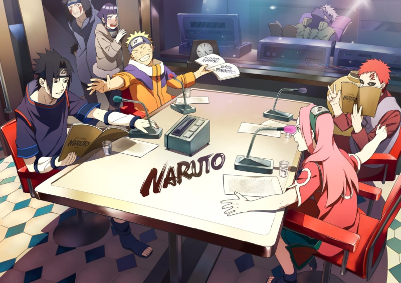 Hinata Hyūga, female likeness, desk, computer, 1080P, Sasuke Uchiha, Naruto, Kakashi Hatake, women, furniture, Sakura Haruno, Naruto Uzumaki, indoors