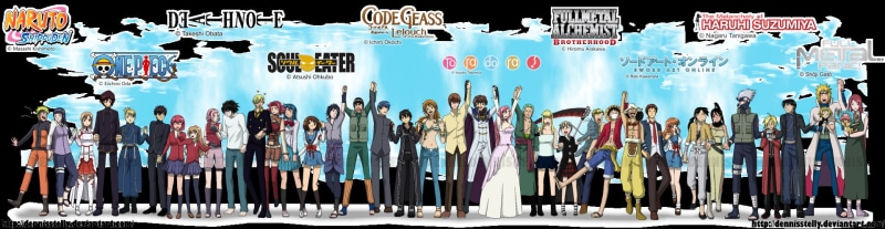 Naruto Uzumaki, Lelouch Lamperouge, Minato Namikaze, Code Geass, Naruto, L (Death Note), Haruhi Suzumiya, Minori Kushieda, Sanji (One Piece), Usopp (One Piece)