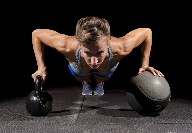 4K, pushups, crossfit, workout, Russian dumbbell