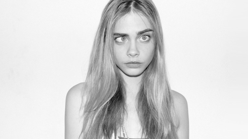 adult, monochrome, digital composite, headshot, long hair, women, eyebrows, Cara Delevingne, serious, beautiful woman, young adult, hair, young women, face