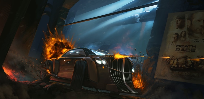 no people, 2K, transportation, explosions, heat - temperature, metal, burning, long exposure, smoke - physical structure, night, motor vehicle, machine