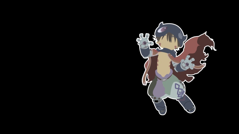 figurine, 4K, nature, minimalism, Made in Abyss, full length, edit, lighting equipment, anime, Regu (Made in Abyss), vector, representation, dark background