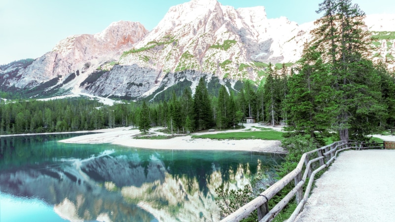 day, beauty in nature, tranquility, growth, environment, water, conifers, tranquil scene, non-urban scene, mountain, lake, green color, tree, no people