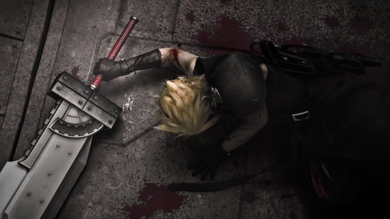 adult, working, high angle view, Square Enix, indoors, communication, lying down, one person, character, Final Fantasy VII: Advent Children