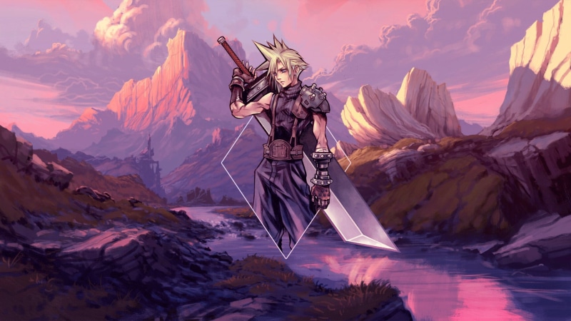 picture-in-picture, Cloud Strife, Photoshop, Final Fantasy, video games, 1080P, Final Fantasy 7: Advent Children, Square Enix, digital art