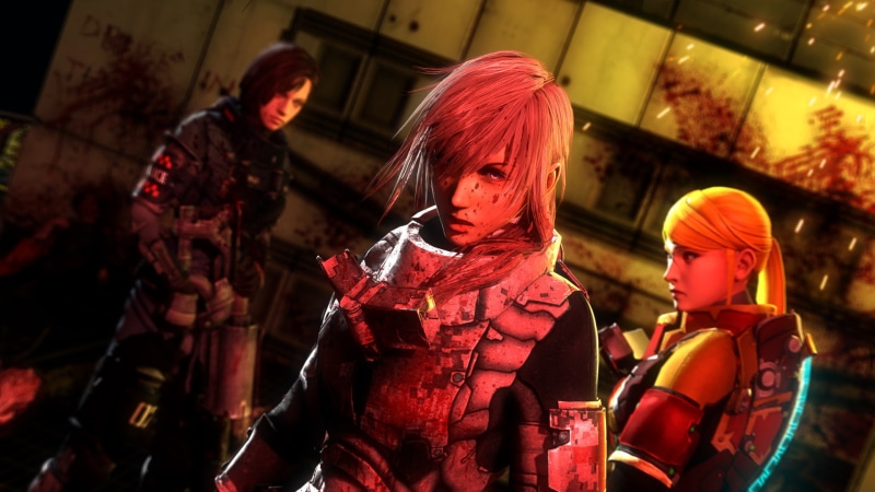 Lightning, Samus Aran, fan art, Jill Valentine, Resident Evil, 1080P, Metroid, Final Fantasy XIII, Square Enix, blood, engineer suit