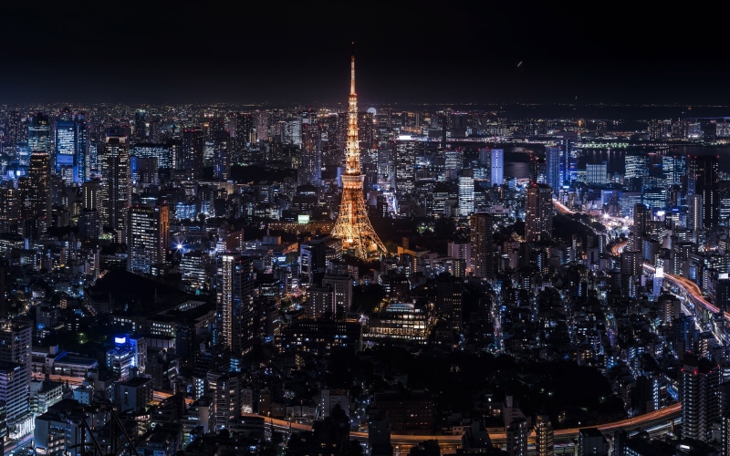 illuminated, crowded, office building exterior, tokyo, japan, building, 4K, tower, nightlife, modern, crowd, france, built structure, financial district