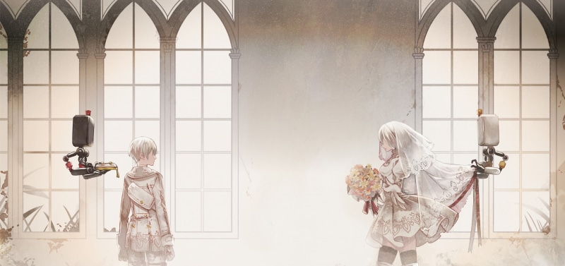 YoRHa No.2 Type B, day, Thigh Highs, the past, White Hair, window, history, senior adult, antique, indoors, adult, traditional clothing, human representation