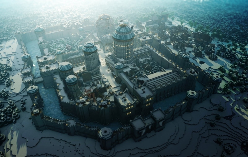 Mojang, Castle, Video Game, Building, City, Minecraft, 1080P