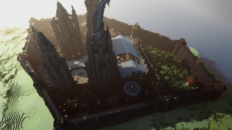 built structure, Building, Castle, 1080P, Skyscraper, old, outdoors, nature, obsolete, mode of transportation, day, history, transportation, Minecraft