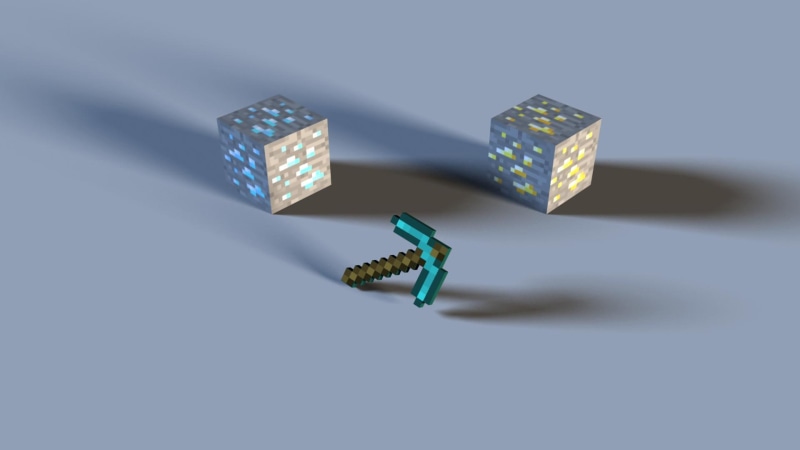 Minecraft, Ore (Minecraft), Video Game, Pickaxe, 1080P, Mojang
