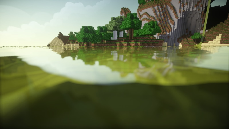 city, Video Game, built structure, Minecraft, building exterior, plant, focus on background, growth, water, day, tree, green color, building, Lake, 1080P