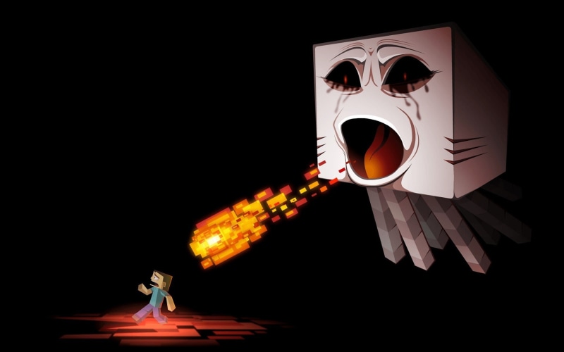 1080P, video games, Minecraft, Ghast, Steve