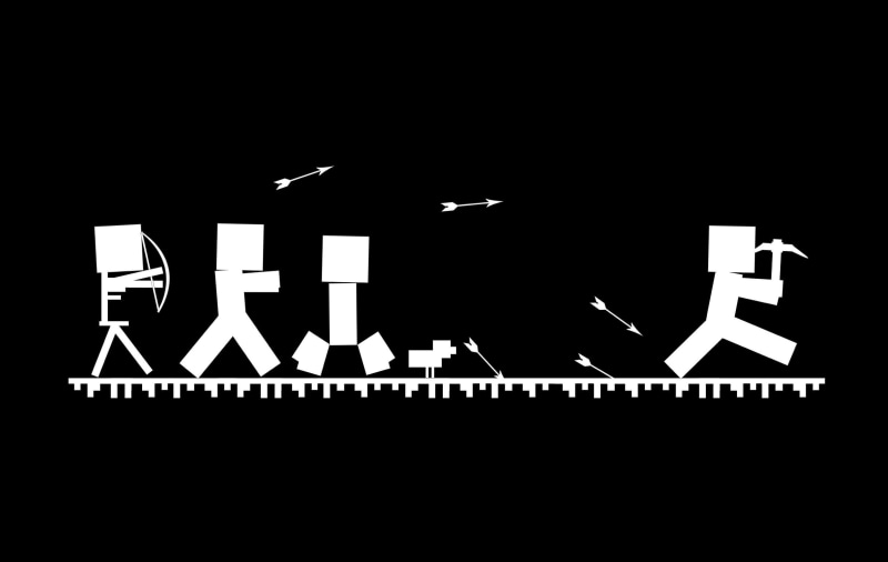 Minecraft, no people, capital letter, arrow symbol, guidance, studio shot, architecture, text, indoors, direction, Steve, black background, sign, video games
