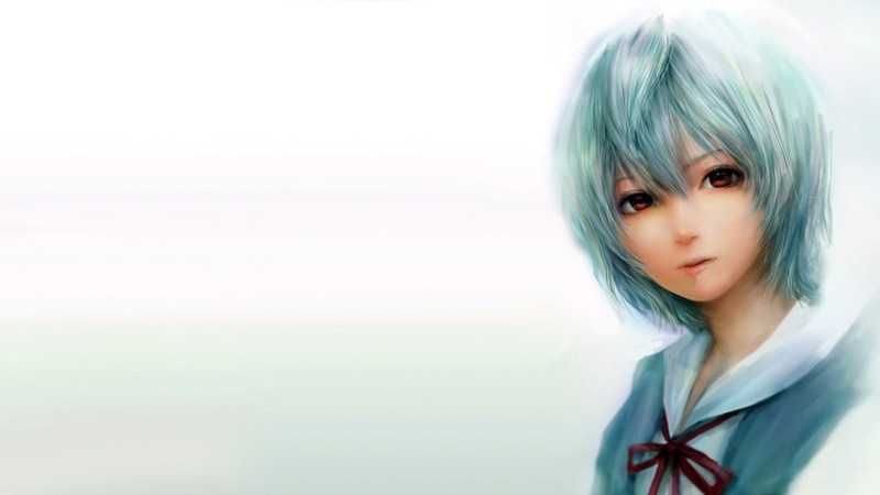hair, women, contemplation, Neon Evangelion, hairstyle, Rei Ayanami, bangs, females, Neon Genesis Evangelion, standing, The Rebuild Of Evangelion, one person
