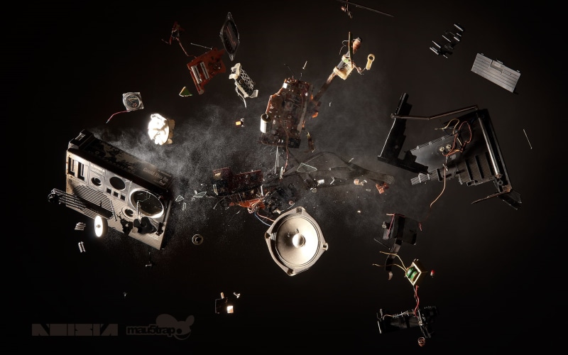 transportation, indoors, emotion, fragments, destruction, motion, dark, Could This Be, breaking, technology, arts culture and entertainment, black background