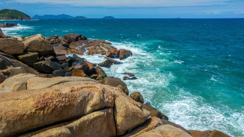 Guarda, fragment, body of water, water, brazil, coastline, summer, body, landscapes, color, blue  rock, landscape, brasil, nature, rock - Object, beach