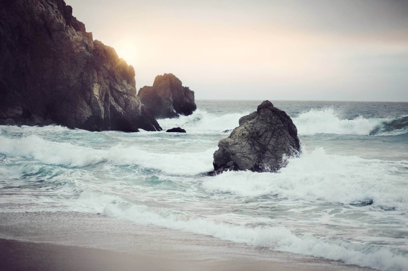 waterfront, water, beach, flowing water, nature, black, horizon over water, coast, motion, 1080P, stack rock, power in nature, aquatic sport, fragment