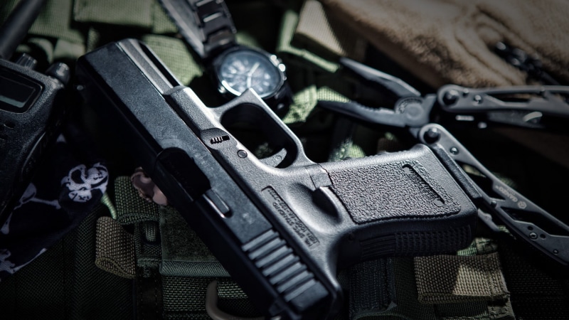 technology, rifle, aggression, security, weapon, protection, semi, military, mode of transportation, warning sign, gun, Glock, 1080P, indoors, machine gun