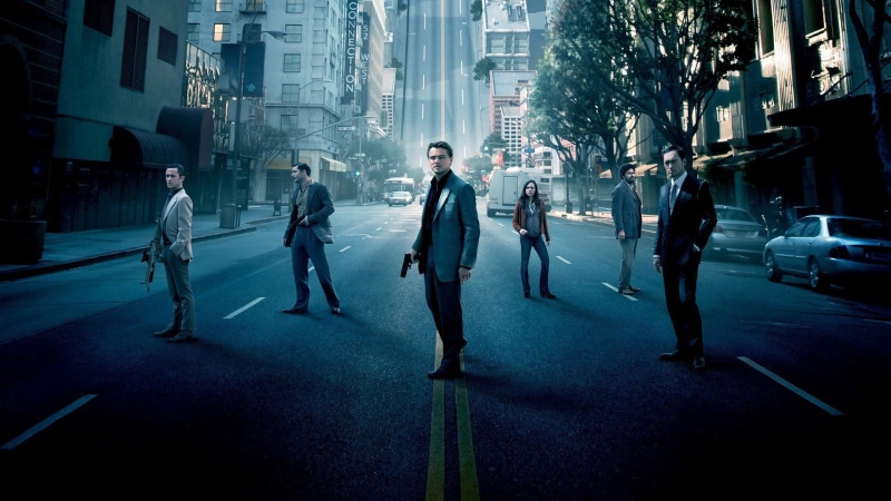 Leonardo DiCaprio, walking, full length, built structure, transportation, movies, men, Inception, young adult, 1080P, building exterior, street, group of people