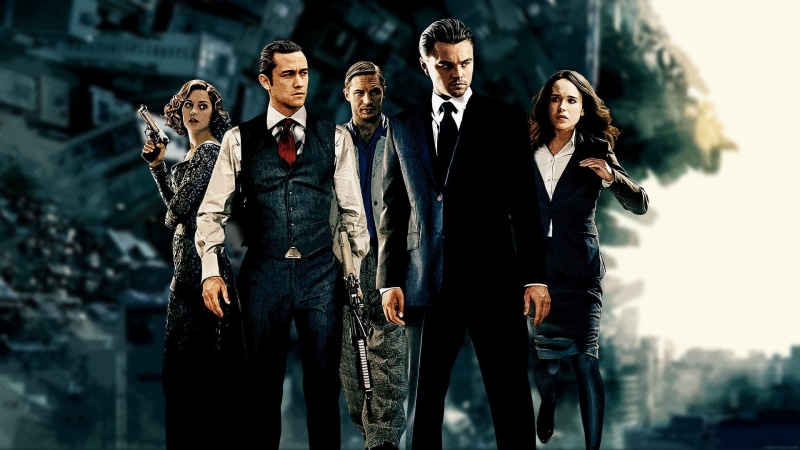 outdoors, Tom Hardy, adult, Joseph Gordon-Levitt, 1080P, clothing, men, young women, Ellen Page, group of people, people, front view, young men, three quarter length