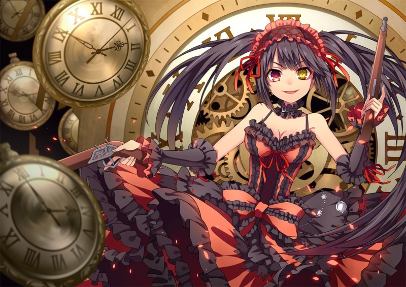 anime girls, Tokisaki Kurumi, Date A Live, anime, flintlock pistol, heterochromia, 480P