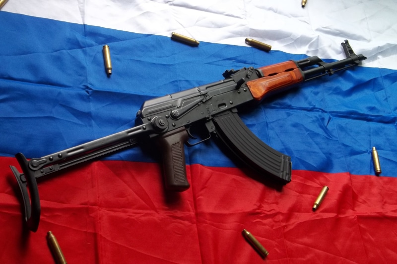 violence, handgun, war, ak, single Object, blue, Kalashnikov, army, textile, the flag of Russia, ammunition, brown, white, day, armed Forces, metal, protection