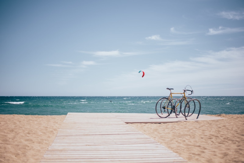 active, tranquility, pier, sea, tranquil scene, Bike, holiday, 4K, beauty in nature, leisure activity, trip, cloud - sky, Beaches, outdoors, scenics - nature