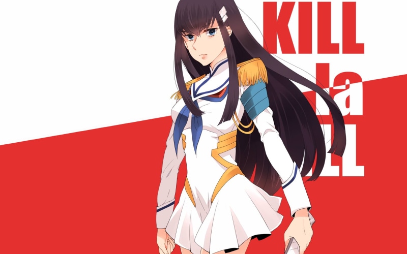 patriotism, looking at camera, fashion, studio shot, red, flag, anime girls, front view, lifestyles, young adult, Kill la Kill, standing, la