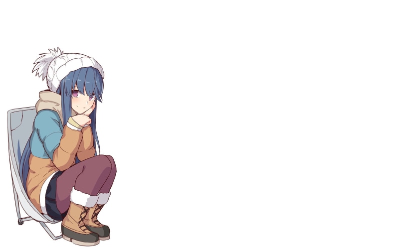 1080P, Rin Shima, anime girls, white background, Yuru Camp, anime