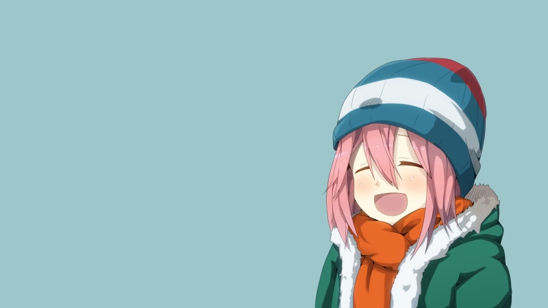 4K, simple background, Nadeshiko Kagamihara, anime, Yuru Camp