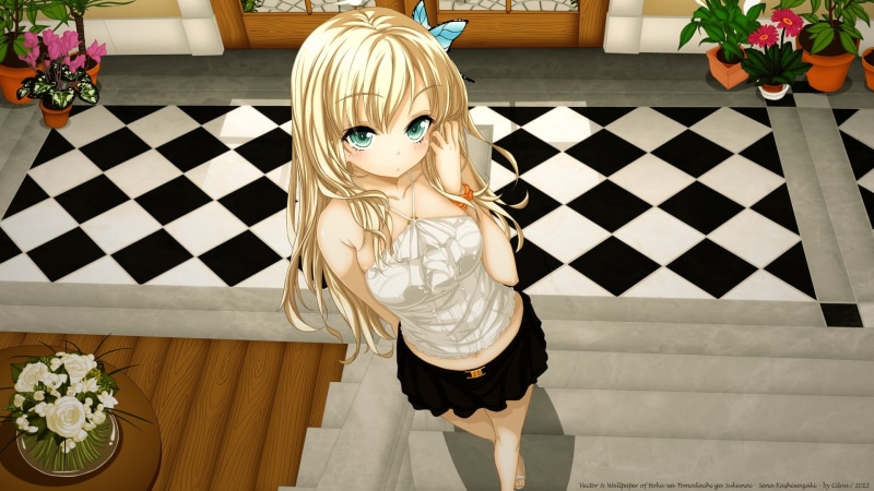 anime, Boku wa Tomodachi ga Sukunai, hairstyle, 1080P, high angle view, blue eyes, plant, one person, looking at camera, lifestyles, leisure activity