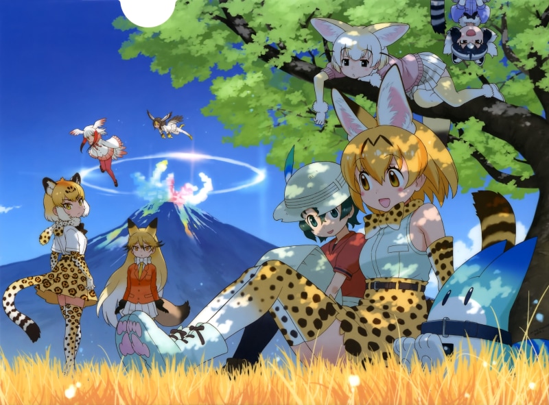 4K, Raccoon (Kemono Friends), Anime, Ezo Red Fox (Kemono Friends), Serval (Kemono Friends), Crested Ibis (Kemono Friends), Kemono Friends, Kaban (Kemono Friends)