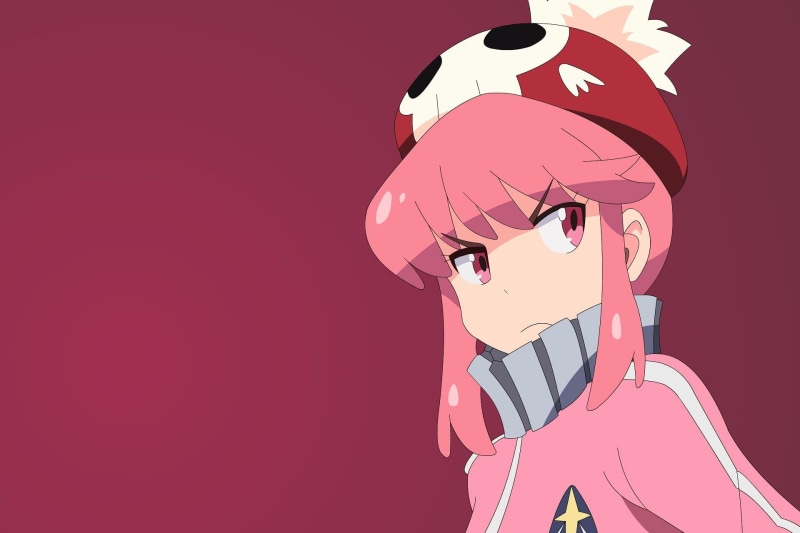 indoors, red, front view, listening, communication, copy space, pink color, casual clothing, Jakuzure Nonon, teenager, holding, representation, colored background