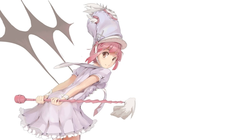 females, young adult, arts culture and entertainment, lifestyles, Jakuzure Nonon, white  background, one person, holding, costume, clothing, three quarter length