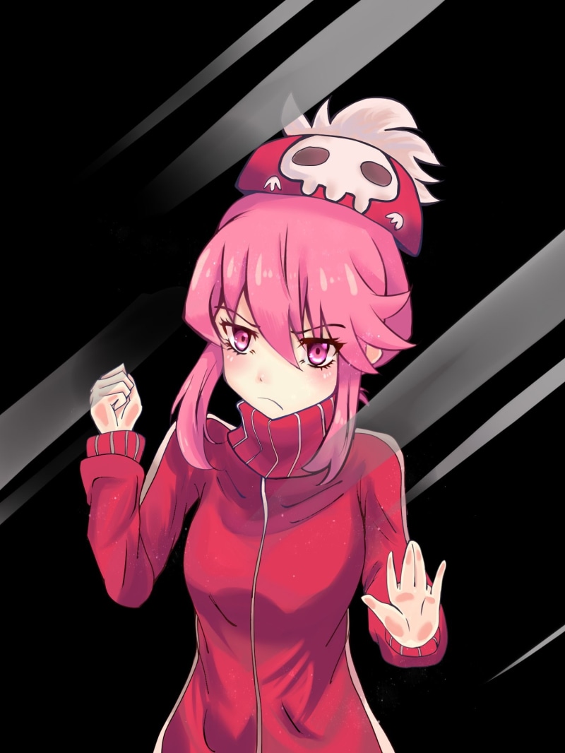 one person, standing, human body part, holding, pink color, behind the glass, human arm, human limb, studio shot, sport, indoors, young adult, Jakuzure Nonon