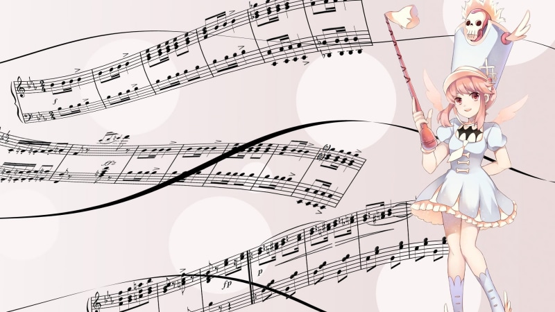 beautiful woman, one person, young adult, art and craft, performance, arms raised, dancing, sheet music, Kill la Kill, low angle view, music, fashion, creativity
