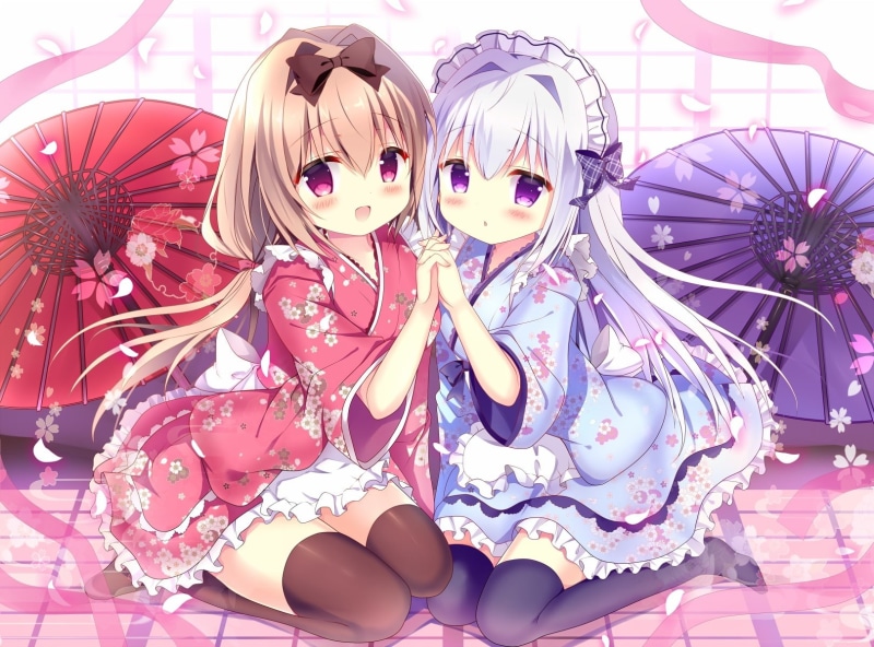 lolita fashion, choice, women, headband, clothing, friends, art and craft, real people, indoors, representation, smiling, retail, pink color, kimono, variation