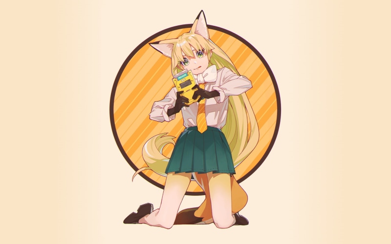anime, 1080P, Red fox (Kemono friends), kitsunemimi, fox girl, GameBoy, animal ears, Kemono Friends