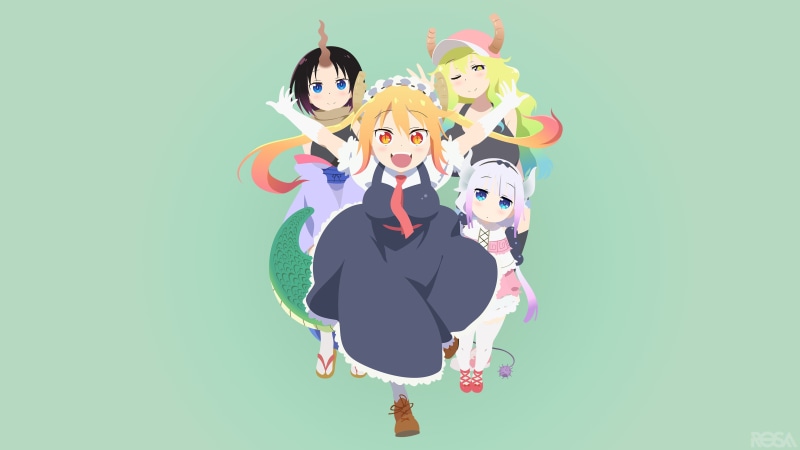 quetzalcoatl (Kobayashi-san Chi no Maid Dragon), Tohru (Kobayashi-san Chi no Maid Dragon), anime girls, Elma Jouii (Kobayashi-San Chi no Maid Dragon), Kobayashi-san Chi no Maid Dragon