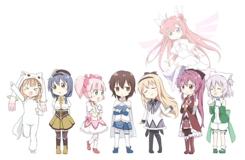 Yoshikawa Chinatsu, Funami Yui, Toshinou Kyouko, magical girls, Akaza Akari, anime girls, Chitose Ikeda, Sakurako Ohmuro, anime, simple background, white background
