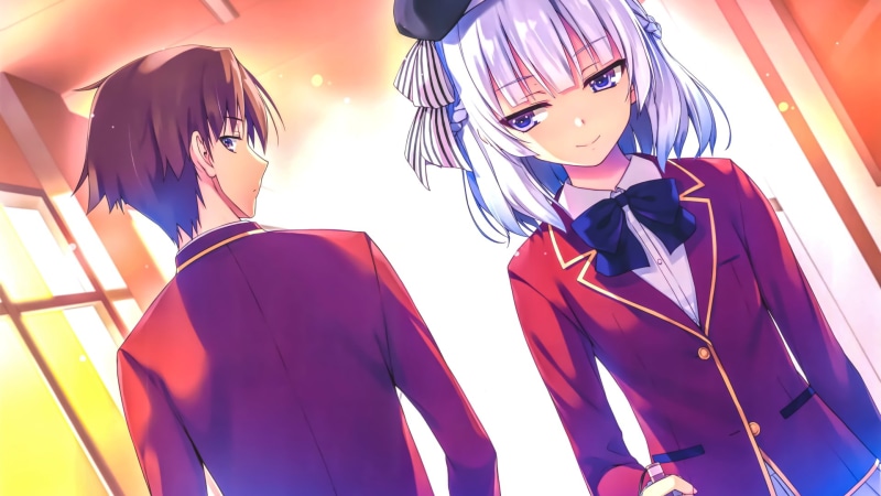 day, side view, clothing, Youkoso Jitsuryoku Shijou Shugi no Kyoushitsu e, uniform, real people, men, 1080P, adult, males, waist up, togetherness, people