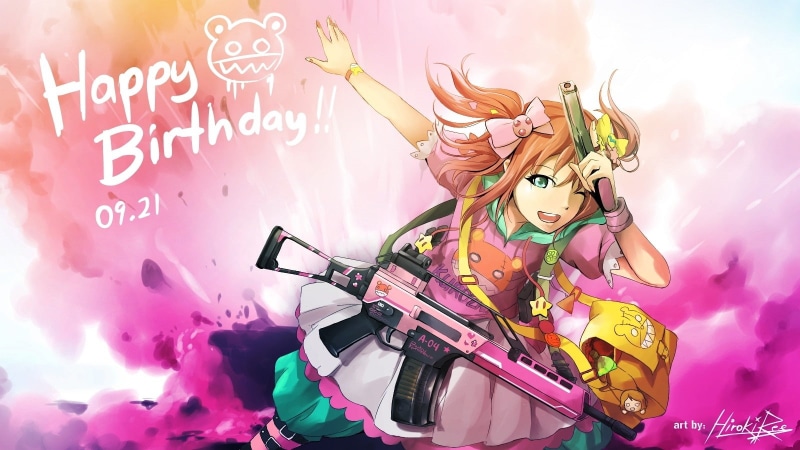 720P, Love Live! Sunshine, Love Live!, anime girls, green eyes, anime, long hair, weapon, gun, Kurosawa Ruby