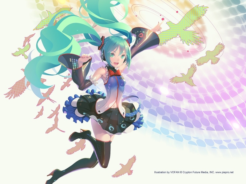 720P, microphone, hair, vofan, long, twintails, vocaloid, bird, com, eyes, bow, konachan, headphones, navel, miku, animal, 251169, green, hatsune, watermark