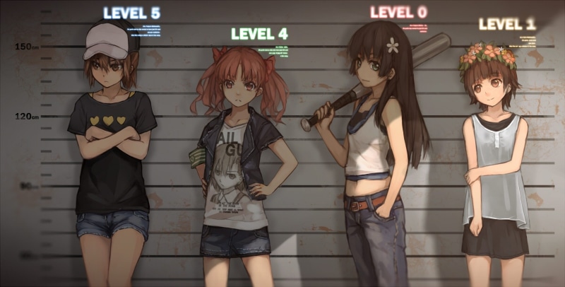 hat, waifu2x, short, weapon, konachan, headdress, brown, long, black, shorts, ruiko, mikoto, 240268, com, misaka, skirt, group, 1080P, hair, twintails