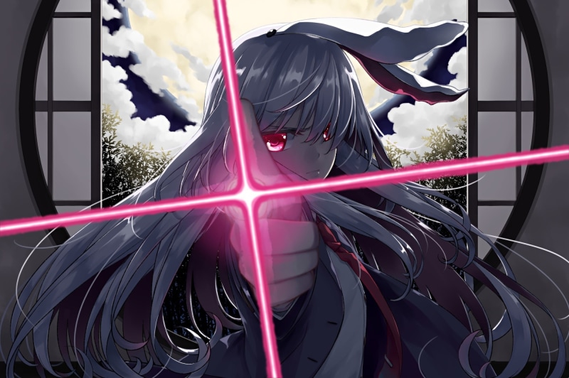 eyes, sakuraba, gray, tie, 1080P, long, ears, bunny, yuuki, sky, hair, com, konachan, waifu2x, reisen, inaba, touhou, pink, clouds, udongein, bunnygirl