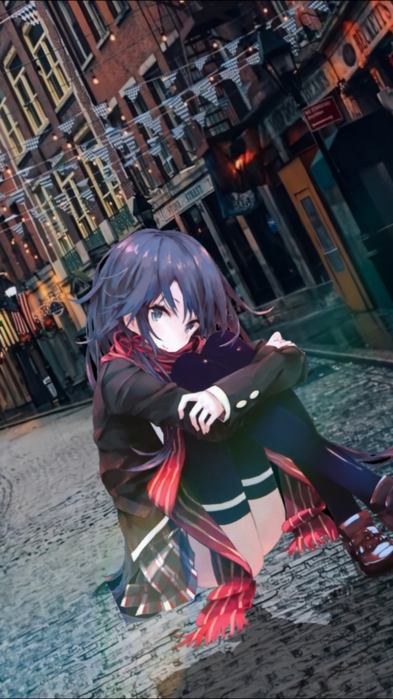 Yukinoshita Yukino, waifu2x, phone, landscape, anime girls, anime, 1080P, Yahari Ore no Seishun Love Comedy wa Machigatteiru
