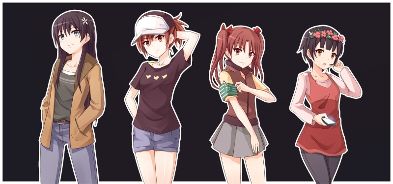 1080P, 240295, seifuku, hair, twintails, long, com, short, eyes, skirt, microphone, aqua, headdress, brown, hat, group, konachan, black, shorts, waifu2x