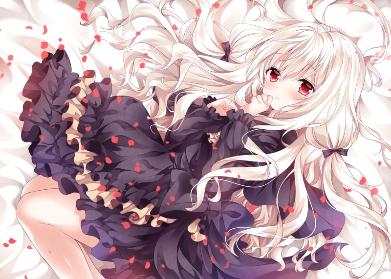 com, eyes, long, original, nogi, waifu2x, konachan, 235950, red, petals, white, blush, 720P, goth-loli, lolita, twintails, takayoshi, fashion, hair